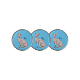 Sphynx cat cartoon illustration golf ball marker