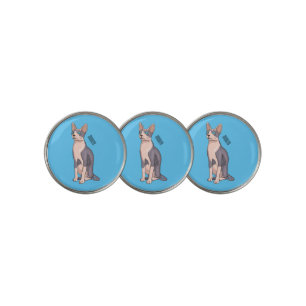 Sphynx cat cartoon illustration golf ball marker