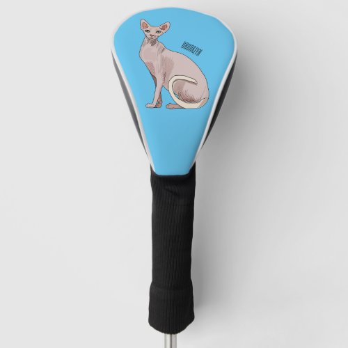 Sphynx cat cartoon illustration  golf head cover