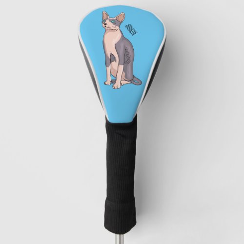 Sphynx cat cartoon illustration golf head cover