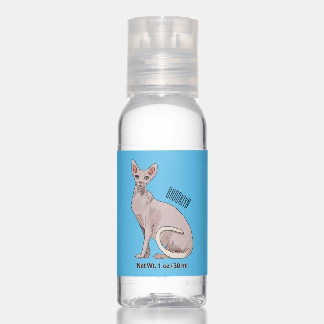 Sphynx cat cartoon illustration hand sanitizer (Front)