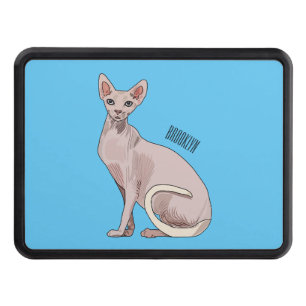 Sphynx cat cartoon illustration  hitch cover