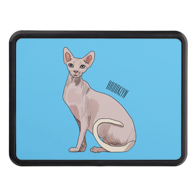 Sphynx cat cartoon illustration  hitch cover (Front)