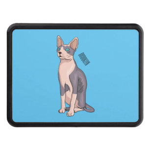 Sphynx cat cartoon illustration hitch cover
