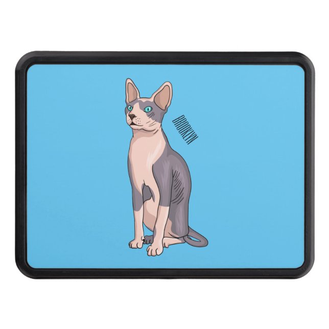 Sphynx cat cartoon illustration hitch cover (Front)