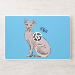 Sphynx cat cartoon illustration  HP laptop skin