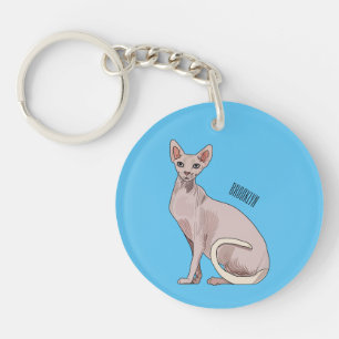 Sphynx cat cartoon illustration keychain