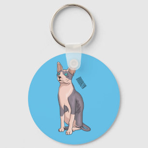Sphynx cat cartoon illustration keychain