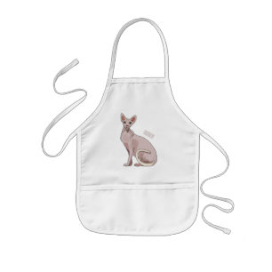 Sphynx cat cartoon illustration  kids' apron