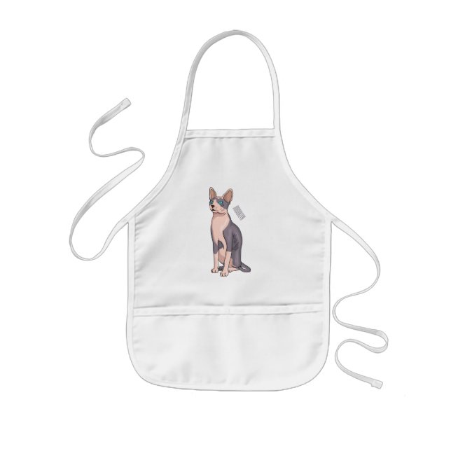 Sphynx cat cartoon illustration  kids' apron (Front)