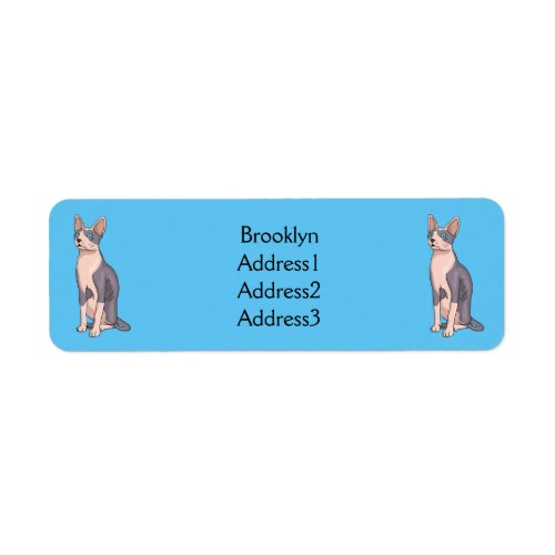 Sphynx cat cartoon illustration label