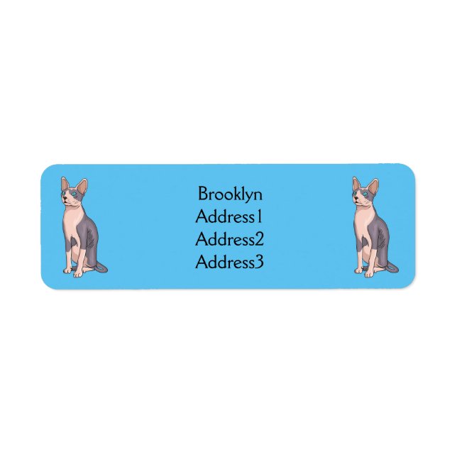 Sphynx cat cartoon illustration label (Front)