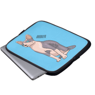 Sphynx cat cartoon illustration  laptop sleeve