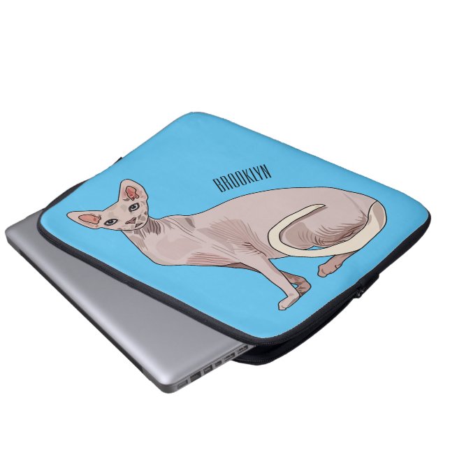 Sphynx cat cartoon illustration  laptop sleeve (Front Bottom)