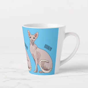Sphynx cat cartoon illustration latte mug