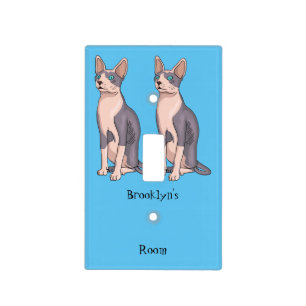 Sphynx cat cartoon illustration light switch cover