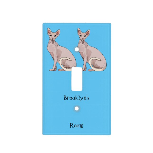 Sphynx cat cartoon illustration light switch cover (Front)