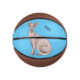 Sphynx cat cartoon illustration  mini basketball