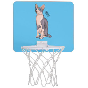 Sphynx cat cartoon illustration  mini basketball hoop