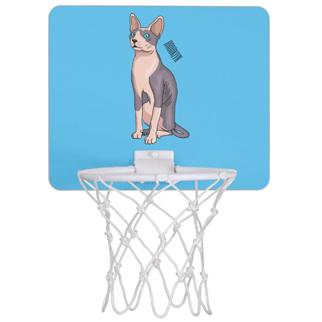 Sphynx cat cartoon illustration  mini basketball hoop (Front)