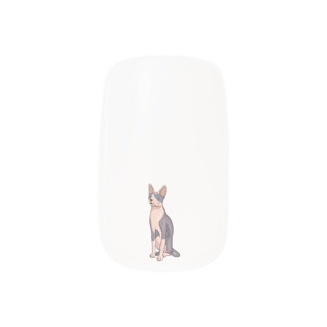 Sphynx cat cartoon illustration  minx nail art (Left Thumb)