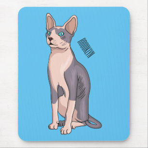 Sphynx cat cartoon illustration mouse pad