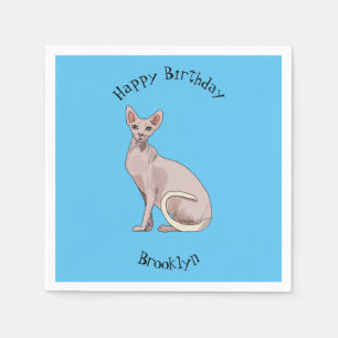 Sphynx cat cartoon illustration napkins
