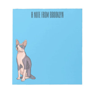 Sphynx cat cartoon illustration notepad