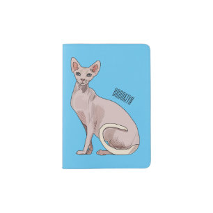 Sphynx cat cartoon illustration passport holder