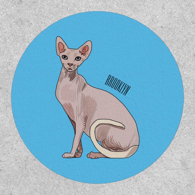 Sphynx cat cartoon illustration  patch (Front)