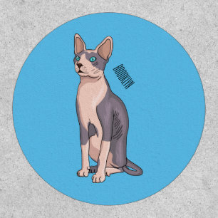 Sphynx cat cartoon illustration patch