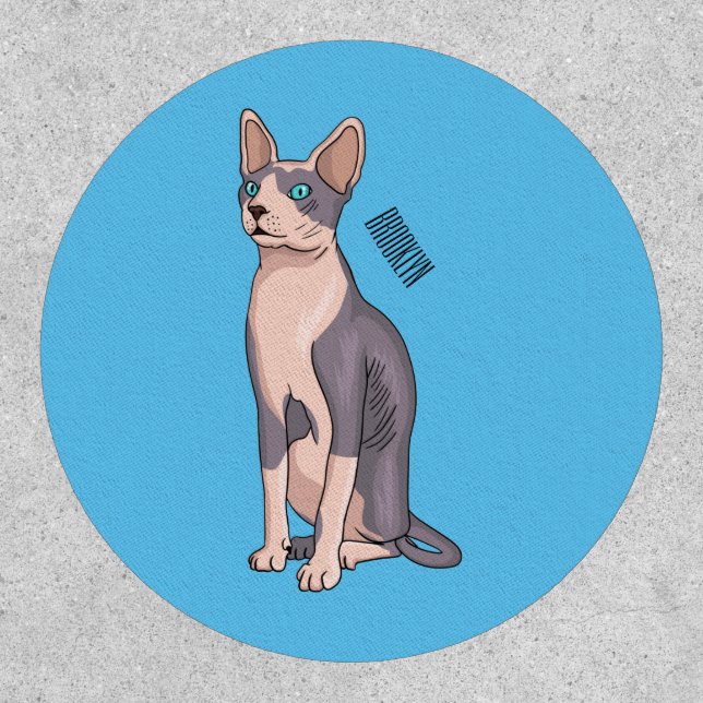 Sphynx cat cartoon illustration patch (Front)