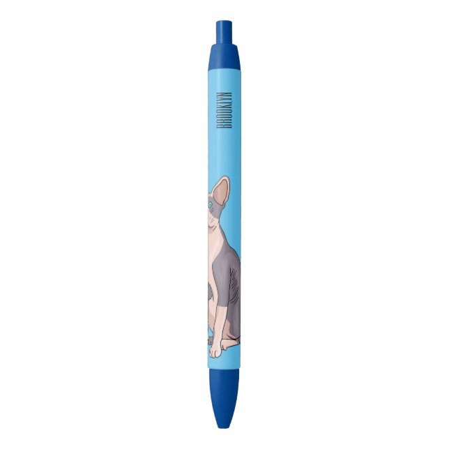 Sphynx cat cartoon illustration pen (Front Vertical)