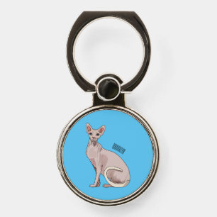 Sphynx cat cartoon illustration  phone ring stand