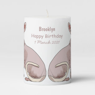 Sphynx cat cartoon illustration pillar candle