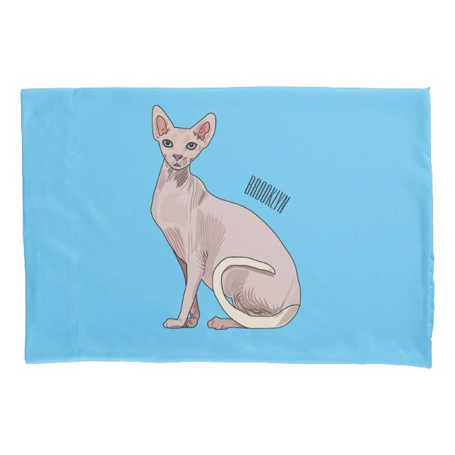 Sphynx cat cartoon illustration  pillow case (Front)