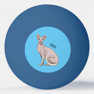 Sphynx cat cartoon illustration  ping pong ball