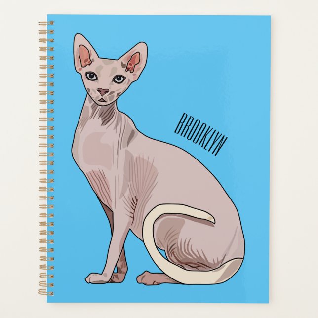 Sphynx cat cartoon illustration  planner (Front)