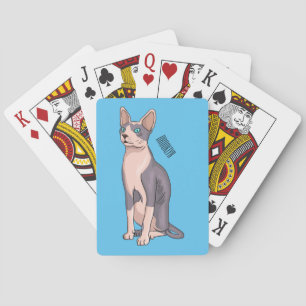 Sphynx cat cartoon illustration poker cards