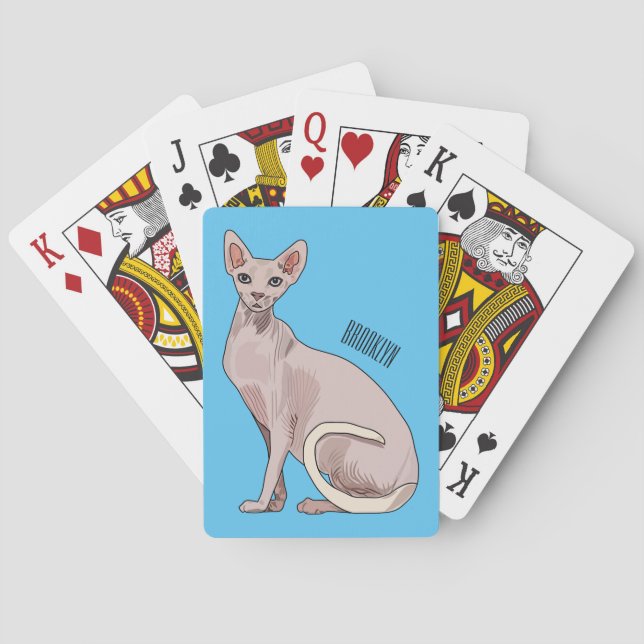 Sphynx cat cartoon illustration  poker cards (Back)