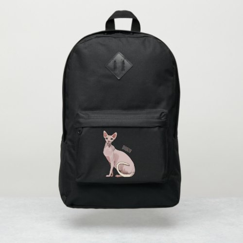 Sphynx cat cartoon illustration port authority backpack