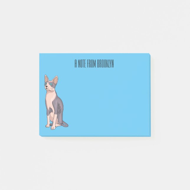 Sphynx cat cartoon illustration post-it notes (Front)