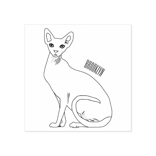 Sphynx cat cartoon illustration rubber stamp (Imprint)