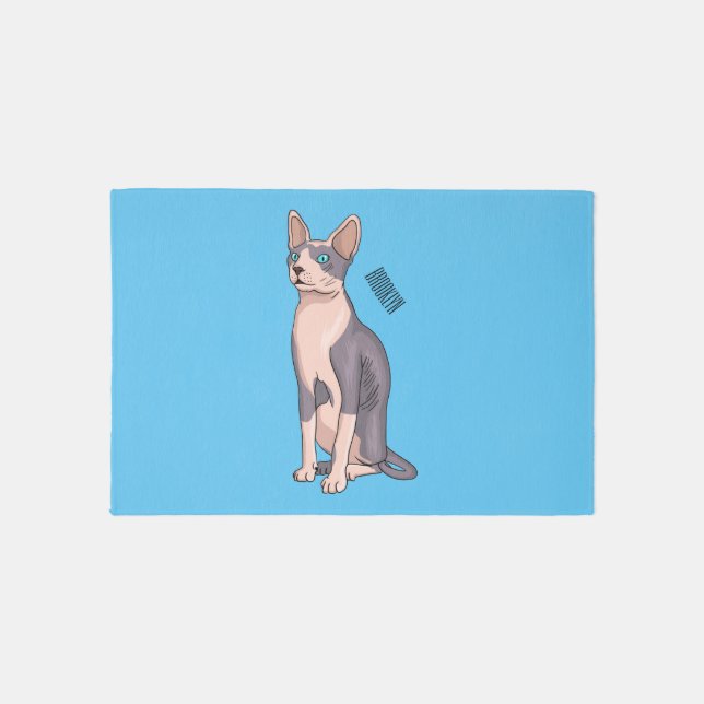 Sphynx cat cartoon illustration rug (Front)