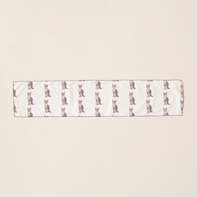 Sphynx cat cartoon illustration  scarf (Front (Horizontal))