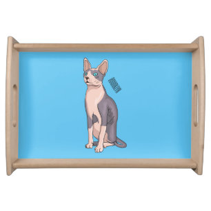 Sphynx cat cartoon illustration serving tray