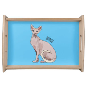 Sphynx cat cartoon illustration  serving tray