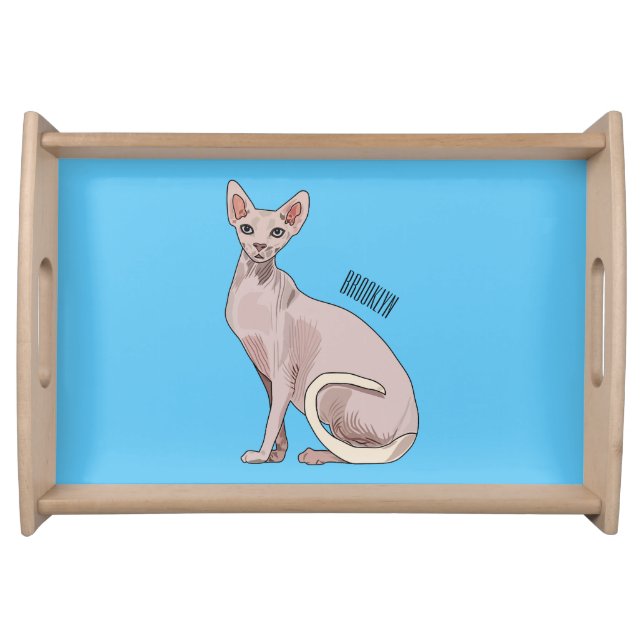 Sphynx cat cartoon illustration  serving tray (Front)