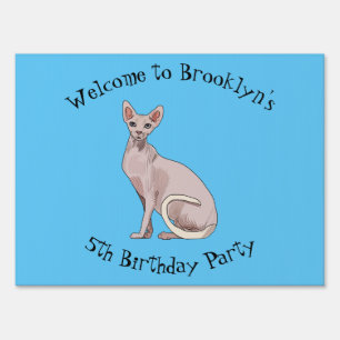 Sphynx cat cartoon illustration sign