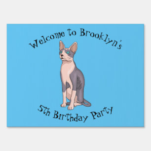 Sphynx cat cartoon illustration sign